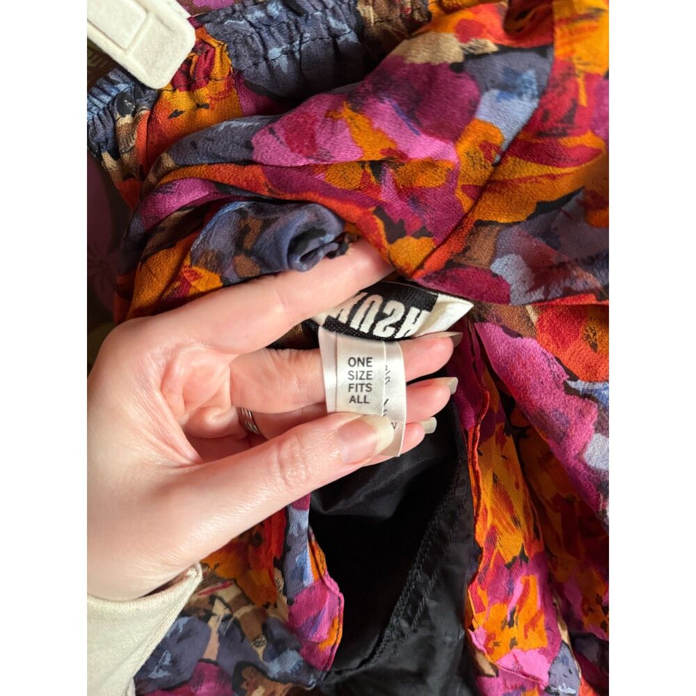 Vintage 70s 80s Indian Silk Floral Mini Skirt Made in India Boho OS Kush - Picture 5 of 6